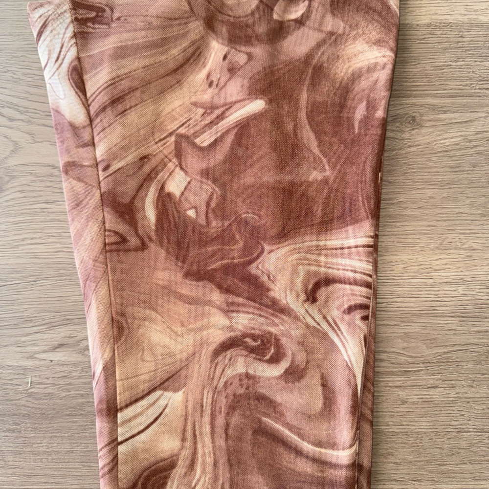 Naked Wardrobe Women’s Mesh Brown Leggings with Artistic Swirl Design-Sz Large - Picture 5 of 10
